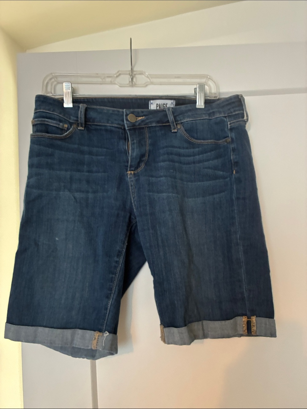 PAIGE Midnight Blue Denim Bermuda Shorts